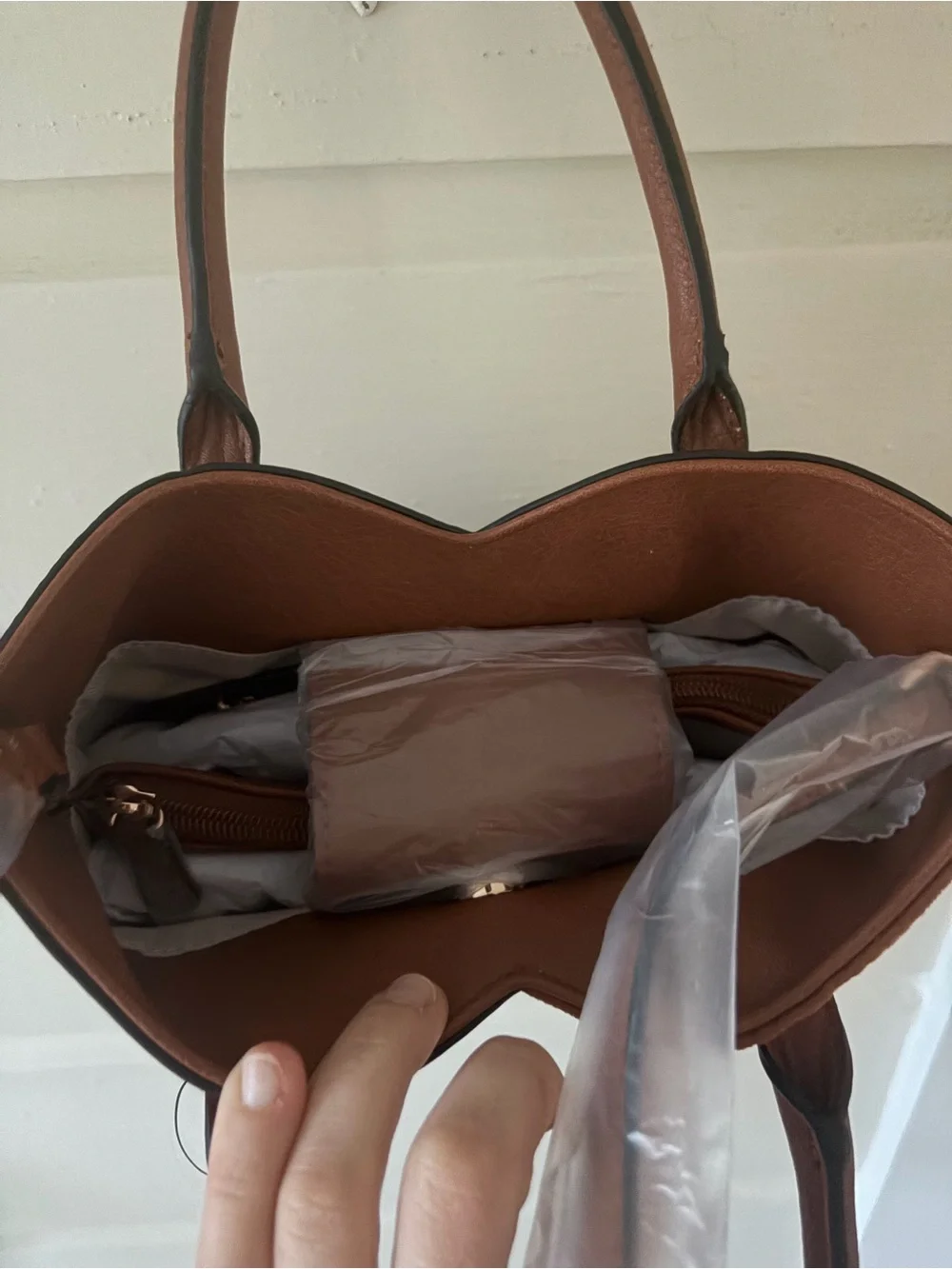 LC Lauren Conrad Cognac Brown Structured Tote
